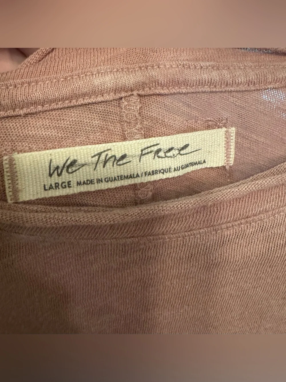 NWOT Free People We The Free Be My Baby Long-Sleeve Tee - Petal Pink - Large